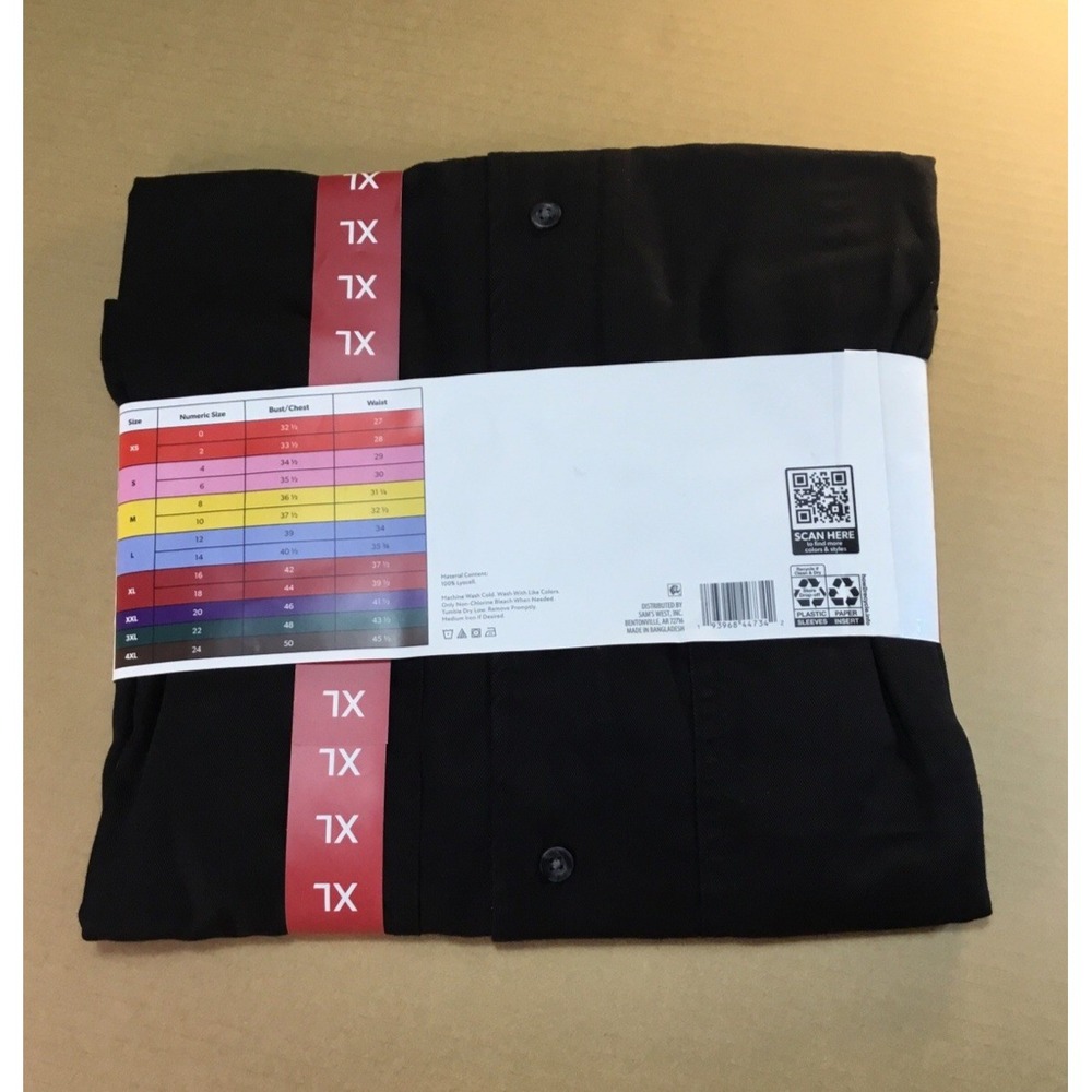 Tencel Camp Shirt Women's Collared XL Black By Members Mark Pockets New - Picture 4 of 5